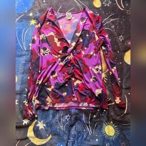 Anne Klein Purple Multicolor Abstract Scarf